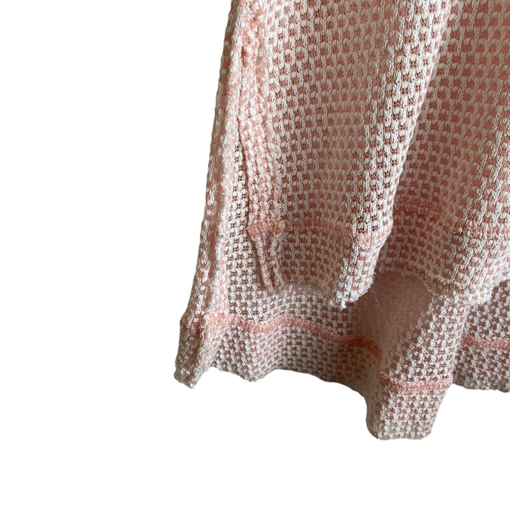 Umgee Women Waffle Knit Tunic Top S Blush Raw Seam Relaxed Boho Coastal Longline - Picture 6 of 12